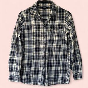 Women's Madewell Blue Plaid Button Up Flannel Shirt Small